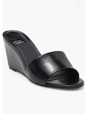 Jeffrey Campbell Raelynn Black Wedge Slide Sandal Size 9.5 Minimalist Chic